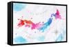 Watercolor Map Japan Pink Blue-anna42f-Framed Stretched Canvas