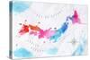 Watercolor Map Japan Pink Blue-anna42f-Stretched Canvas