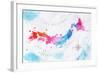 Watercolor Map Japan Pink Blue-anna42f-Framed Art Print