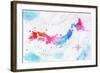 Watercolor Map Japan Pink Blue-anna42f-Framed Art Print