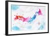 Watercolor Map Japan Pink Blue-anna42f-Framed Art Print