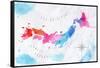 Watercolor Map Japan Pink Blue-anna42f-Framed Stretched Canvas