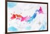 Watercolor Map Japan Pink Blue-anna42f-Framed Art Print
