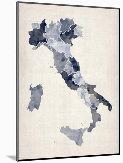 Watercolor Map of Italy-Michael Tompsett-Mounted Art Print