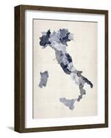 Watercolor Map of Italy-Michael Tompsett-Framed Art Print