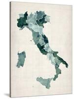 Watercolor Map of Italy-Michael Tompsett-Stretched Canvas