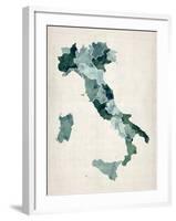 Watercolor Map of Italy-Michael Tompsett-Framed Art Print