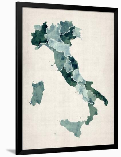 Watercolor Map of Italy-Michael Tompsett-Framed Art Print