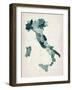 Watercolor Map of Italy-Michael Tompsett-Framed Art Print