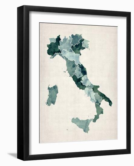 Watercolor Map of Italy-Michael Tompsett-Framed Art Print