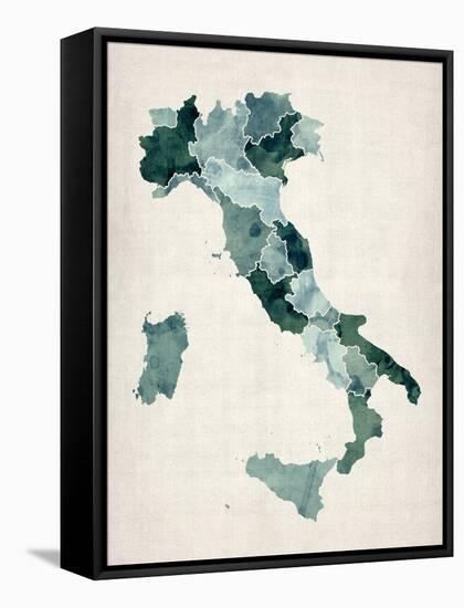 Watercolor Map of Italy-Michael Tompsett-Framed Stretched Canvas