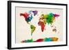 Watercolor Map of the World Map-Michael Tompsett-Framed Art Print