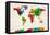 Watercolor Map of the World Map-Michael Tompsett-Framed Stretched Canvas