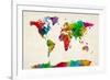 Watercolor Map of the World Map-Michael Tompsett-Framed Art Print