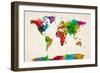 Watercolor Map of the World Map-Michael Tompsett-Framed Premium Giclee Print
