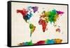 Watercolor Map of the World Map-Michael Tompsett-Framed Stretched Canvas