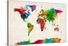 Watercolor Map of the World Map-Michael Tompsett-Stretched Canvas