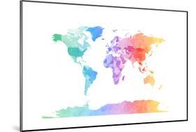 Watercolor Map of the World Map-Michael Tompsett-Mounted Art Print