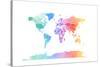 Watercolor Map of the World Map-Michael Tompsett-Stretched Canvas