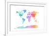 Watercolor Map of the World Map-Michael Tompsett-Framed Art Print