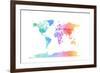 Watercolor Map of the World Map-Michael Tompsett-Framed Art Print