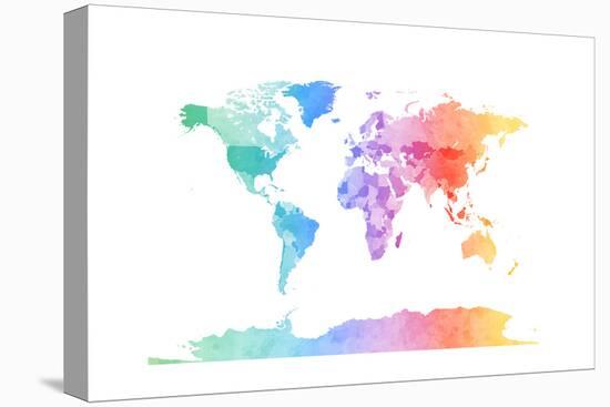 Watercolor Map of the World Map-Michael Tompsett-Stretched Canvas