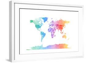 Watercolor Map of the World Map-Michael Tompsett-Framed Art Print