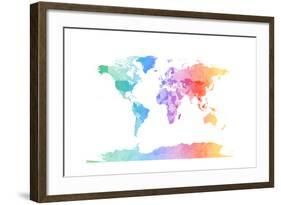 Watercolor Map of the World Map-Michael Tompsett-Framed Art Print