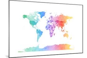 Watercolor Map of the World Map-Michael Tompsett-Mounted Art Print