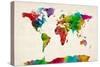 Watercolor Map of the World Map-Michael Tompsett-Stretched Canvas