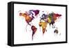 Watercolor Map of the World Map-Michael Tompsett-Framed Stretched Canvas