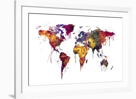 Watercolor Map of the World Map-Michael Tompsett-Framed Art Print