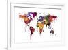 Watercolor Map of the World Map-Michael Tompsett-Framed Art Print