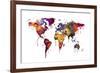 Watercolor Map of the World Map-Michael Tompsett-Framed Art Print