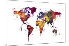 Watercolor Map of the World Map-Michael Tompsett-Mounted Art Print