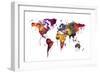 Watercolor Map of the World Map-Michael Tompsett-Framed Art Print