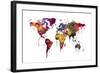 Watercolor Map of the World Map-Michael Tompsett-Framed Art Print