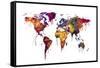 Watercolor Map of the World Map-Michael Tompsett-Framed Stretched Canvas