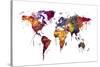 Watercolor Map of the World Map-Michael Tompsett-Stretched Canvas