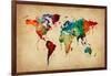 Watercolor Map of the World Map-Michael Tompsett-Framed Art Print