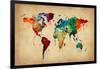 Watercolor Map of the World Map-Michael Tompsett-Framed Art Print