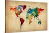 Watercolor Map of the World Map-Michael Tompsett-Stretched Canvas