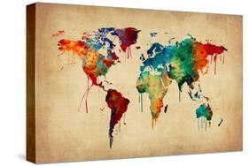 Watercolor Map of the World Map-Michael Tompsett-Stretched Canvas