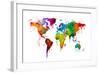 Watercolor Map of the World Map-Michael Tompsett-Framed Art Print