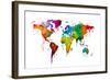 Watercolor Map of the World Map-Michael Tompsett-Framed Art Print