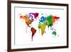 Watercolor Map of the World Map-Michael Tompsett-Framed Art Print