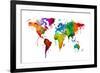 Watercolor Map of the World Map-Michael Tompsett-Framed Art Print