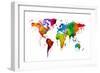 Watercolor Map of the World Map-Michael Tompsett-Framed Art Print