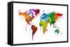 Watercolor Map of the World Map-Michael Tompsett-Framed Stretched Canvas