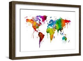 Watercolor Map of the World Map-Michael Tompsett-Framed Premium Giclee Print